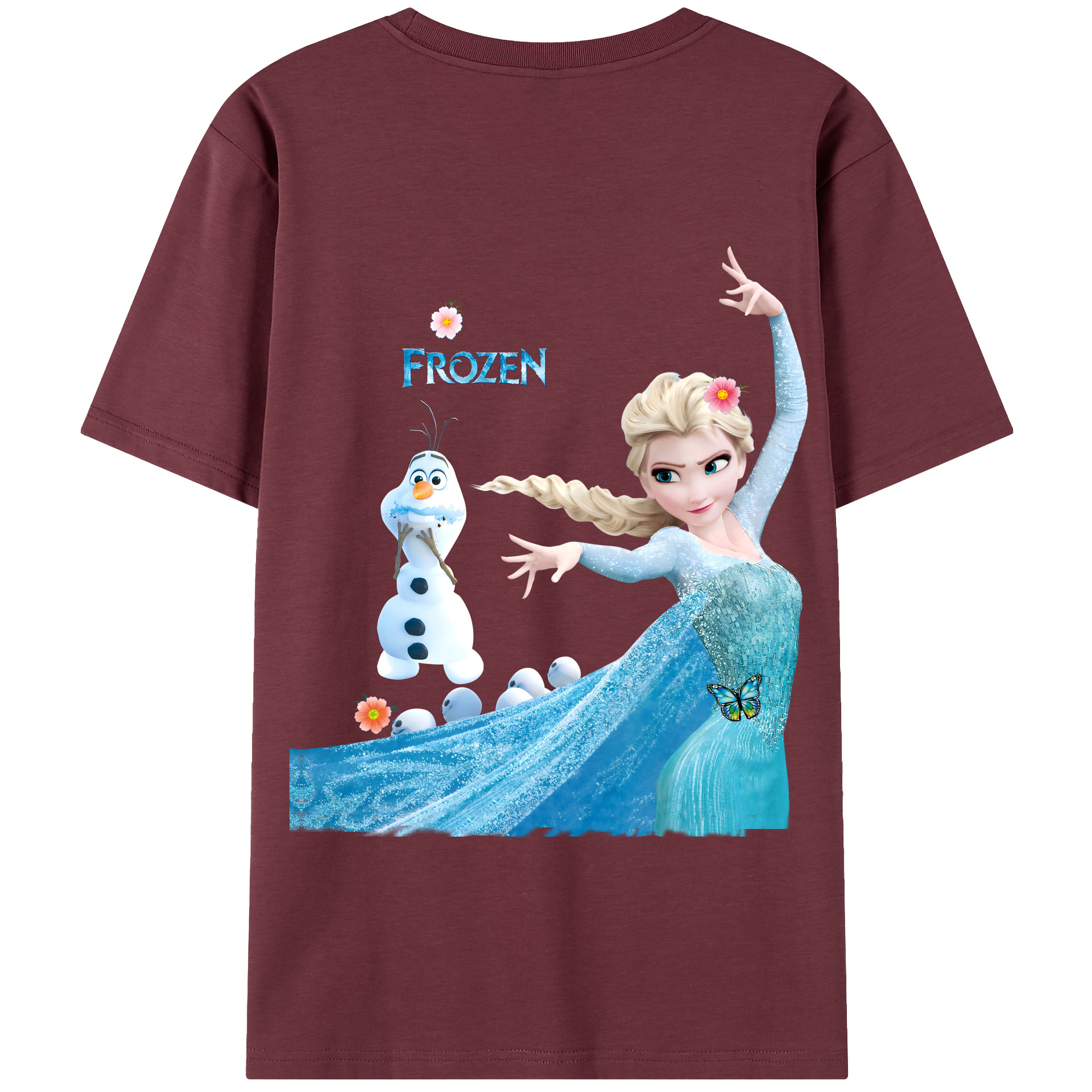 （画像用） アナと雪の女王 アンナ エルサ Frozen Anna Elsa 綿100％半袖Tシャツ（背面プリント）